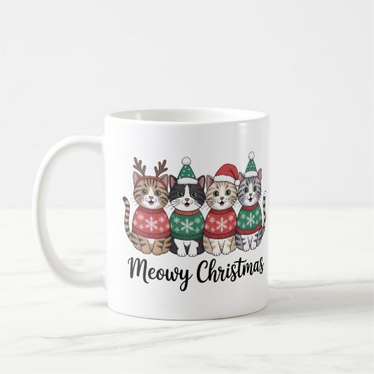 Mug Meowy Christmas Café | Amoureux des chats de vacan (Gauche)