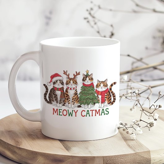 Mug Meowy Christmas Cats with Lights Funny Holiday