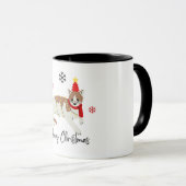 Mug Meowy Christmas Cute Cat with Fairy Lights Greetin (Devant droit)