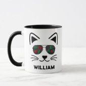 Mug Meowy Christmas Kitty Chat Lunettes de soleil Café (Gauche)