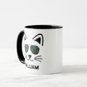 Mug Meowy Christmas Kitty Chat Lunettes de soleil Café (Devant gauche)