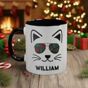 Mug Meowy Christmas Kitty Chat Lunettes de soleil Café