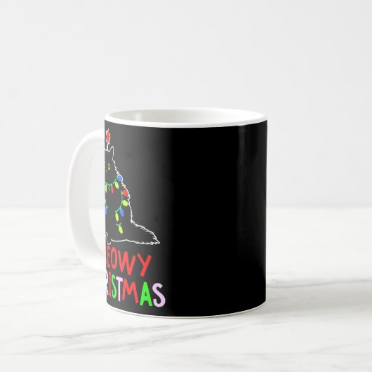 Mug Meowy Christmas Xmas Lights Black Cat Pajamas (Devant gauche)