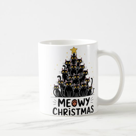 Mug Meowy Noël Chats Arbre Enfants Filles Garçons Meow (Droite)