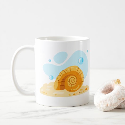 Mug ​ mer ​ coquille. Monde sous-marin. ​ (Avec donut)
