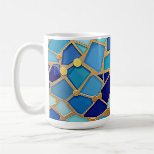 Mug Mer d'ondes Mosaïque d'art bleu et or