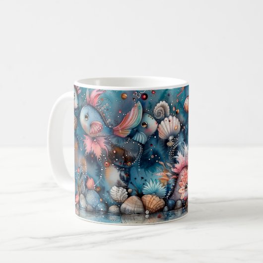 Mug Mer savonneuse habitants de poissons amusants (Devant gauche)