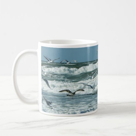 Mug Mer, Surf, Mouettes Volant, Vagues (Gauche)