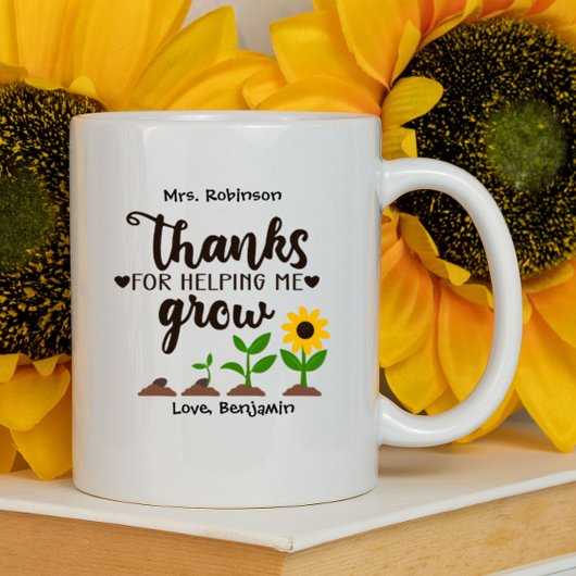 Mug Merci à l'enseignant de m'aider à développer Sunfl