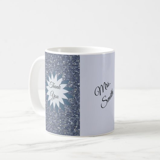 Mug Merci Appréciation de l'enseignant Carreaux de mos (Devant gauche)