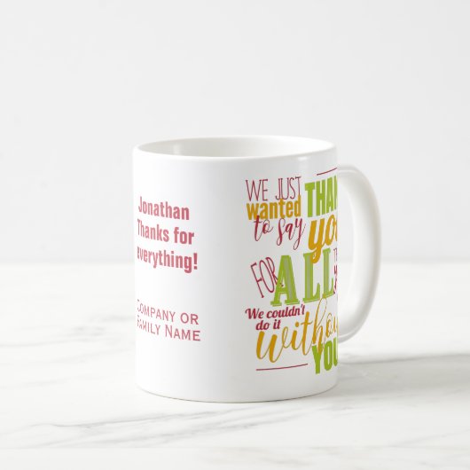 Mug Merci Appréciation Typographie Merci Message (Devant droit)