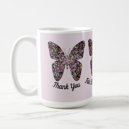 Mug Merci Babysitter Mosaïque Papillon Appréciation (Gauche)