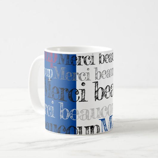 Mug Merci beaucoup/vous remercient tellement Français (Devant gauche)