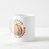 Mug Merci, béni, Gratuit Citrouille Floral (Devant gauche)