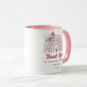 Mug merci boho rose arc-en-ciel baby shower botanique (Devant droit)