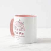 Mug merci boho rose arc-en-ciel baby shower botanique (Devant gauche)
