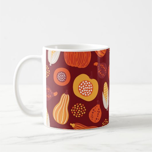 Mug Merci Citrouille Brown Motif sans Seamless. (Gauche)