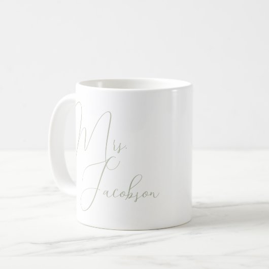 Mug Merci Client Mariage Cadeau Logo Sage Green (Devant gauche)