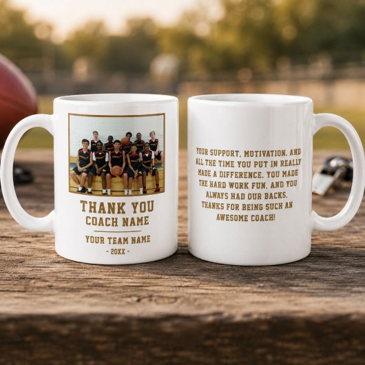Mug Merci Coach Équipe Nom Photo
