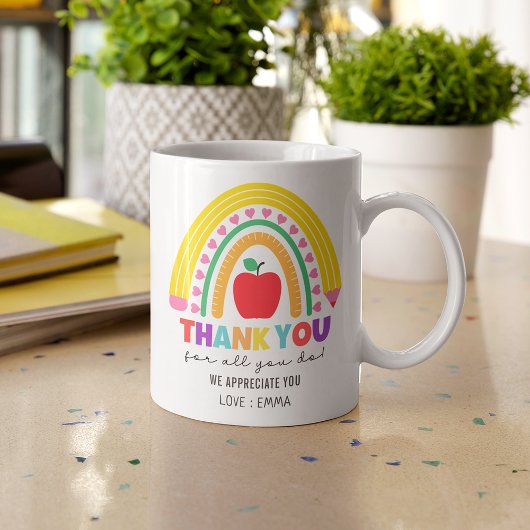Mug Merci Colorful Appréciation de l'enseignant Rainbo