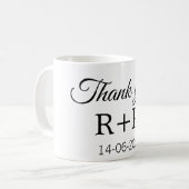 Mug Merci d'ajouter l'initiale du nom du couple texte (Devant gauche)