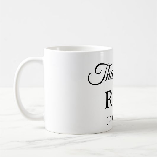 Mug Merci d'ajouter l'initiale du nom du couple texte (Gauche)