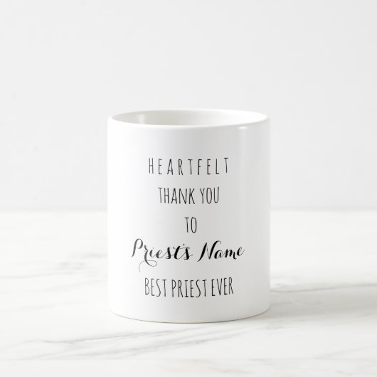 Mug Merci de coeur meilleur prêtre jamais Typographie (Centre)