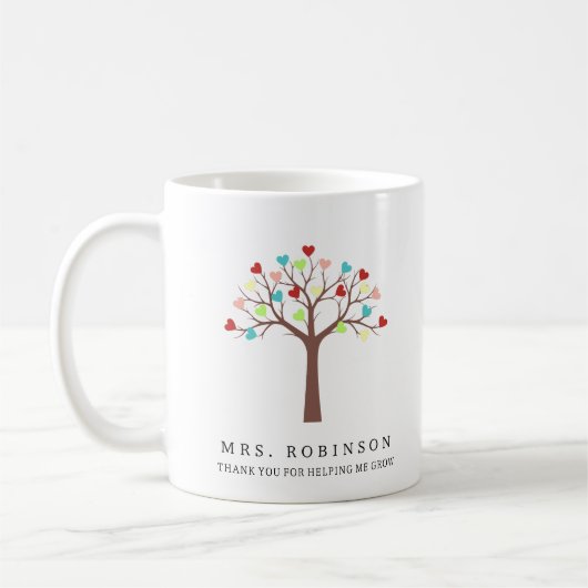 Mug Merci de l'arbre des Coeurs colorés (Gauche)