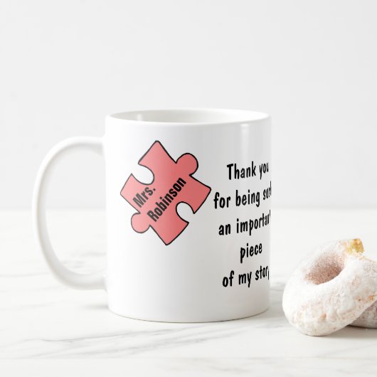 Mug Merci de l'enseignant cadeau personnalisé pour l'e (Avec donut)
