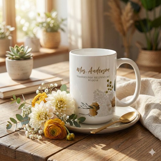 Mug Merci de m'avoir aidé à fleurir