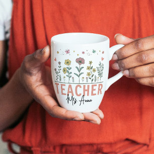 Mug Merci de m'avoir aidé à grandir Professeur de fleu