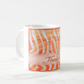 Mug Merci de modèle Zèbre orange et blanc (Devant gauche)