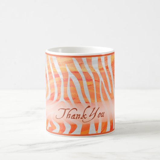 Mug Merci de modèle Zèbre orange et blanc (Centre)