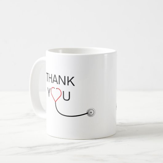 Mug Merci de stéthoscope cardiaque (Devant gauche)