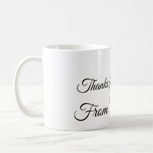 Mug merci d'être venu nom du destinataire message text