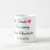 Mug merci d'être venu nom du texte message  (Centre)