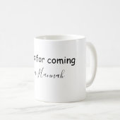Mug merci d'être venu nom du texte message babyshower (Devant droit)