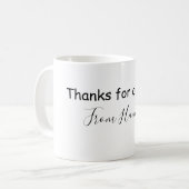 Mug merci d'être venu nom du texte message babyshower (Devant gauche)