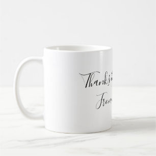 Mug merci d'être venu nom du texte message cœur doré