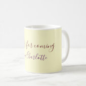 Mug merci d'être venu nom du texte message jaune pas (Devant droit)