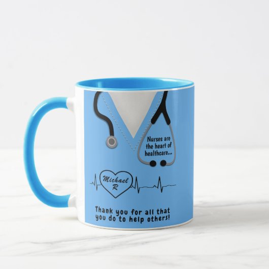 Mug Merci d'infirmières personnalisé Nom d'ajout (Gauche)