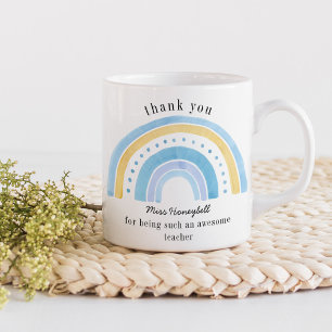 Mug Merci Doodle Bleu Arc-en-ciel Enseignant Incroyabl