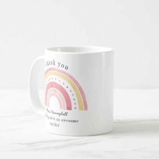 Mug Merci Doodle rose arc-en-ciel Awesome enseignant (Devant gauche)