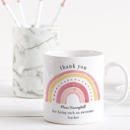 Mug Merci Doodle Rose Arc-en-ciel Incroyable Enseignan