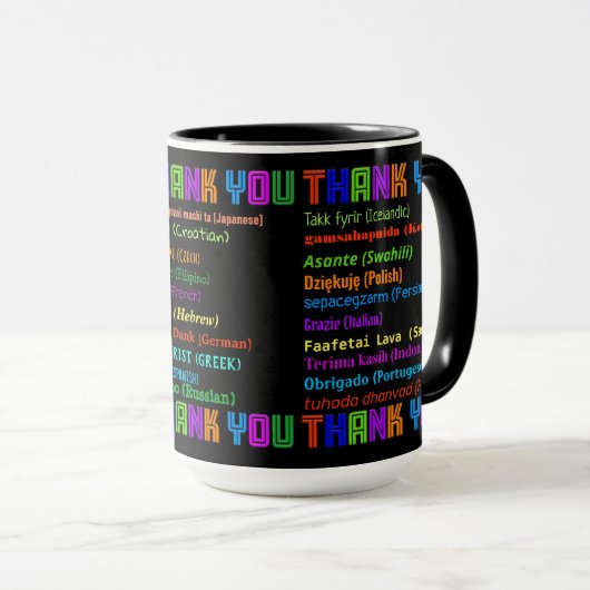 Mug Merci en 30 langues différentes (Devant droit)