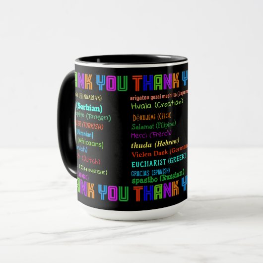 Mug Merci en 30 langues différentes (Devant gauche)