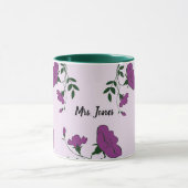 Mug Merci Enseignant Purple Appréciation Florale (Centre)
