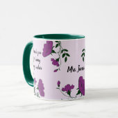 Mug Merci Enseignant Purple Appréciation Florale (Devant gauche)