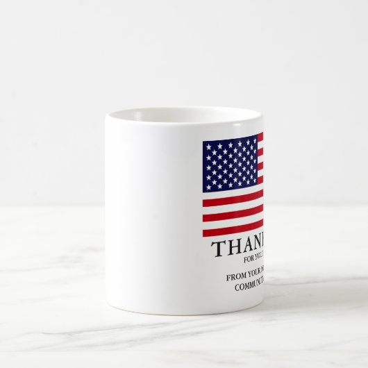 Mug Merci fait sur commande des textes de drapeau (Centre)