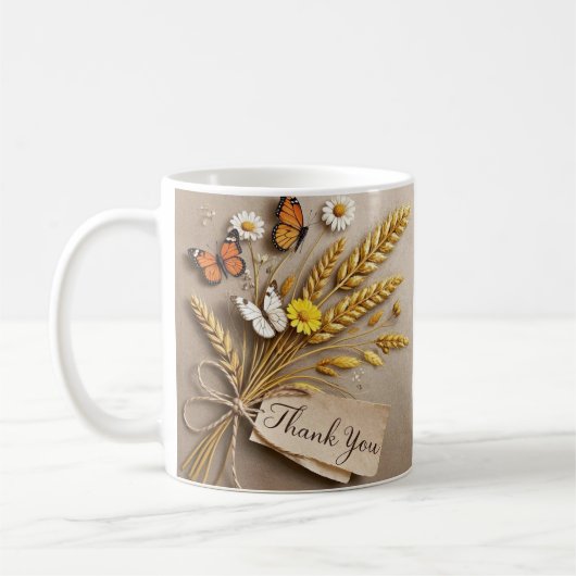 Mug Merci fleurs sauvages attirés à la main, tiges de (Gauche)